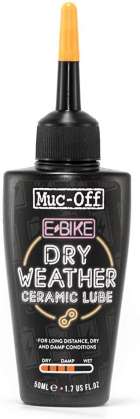 Muc-Off E-Bike Dry Chain Lube 50 Milliliters Premium Electric Bike Chain Lubricant with UV Tracer Dye Formulated for Dry Weather Conditions 